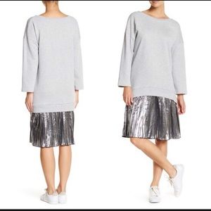Know One Cares Metallic Sweatshirt Twofer Dress